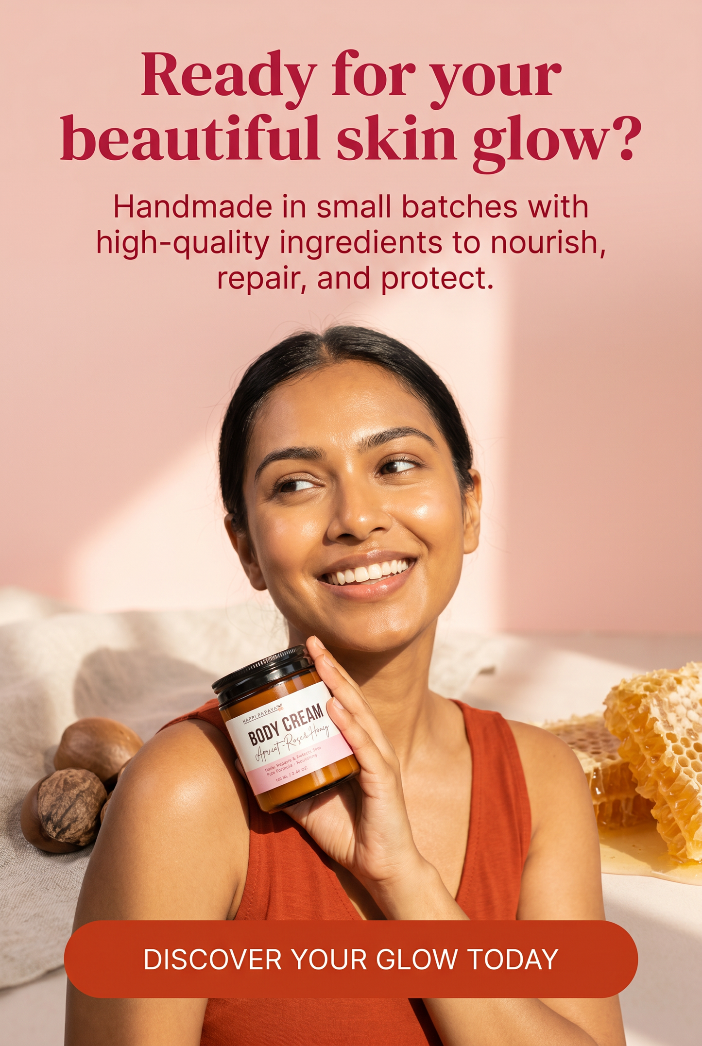 Happi Papaya Body Cream, make your skin Happi.